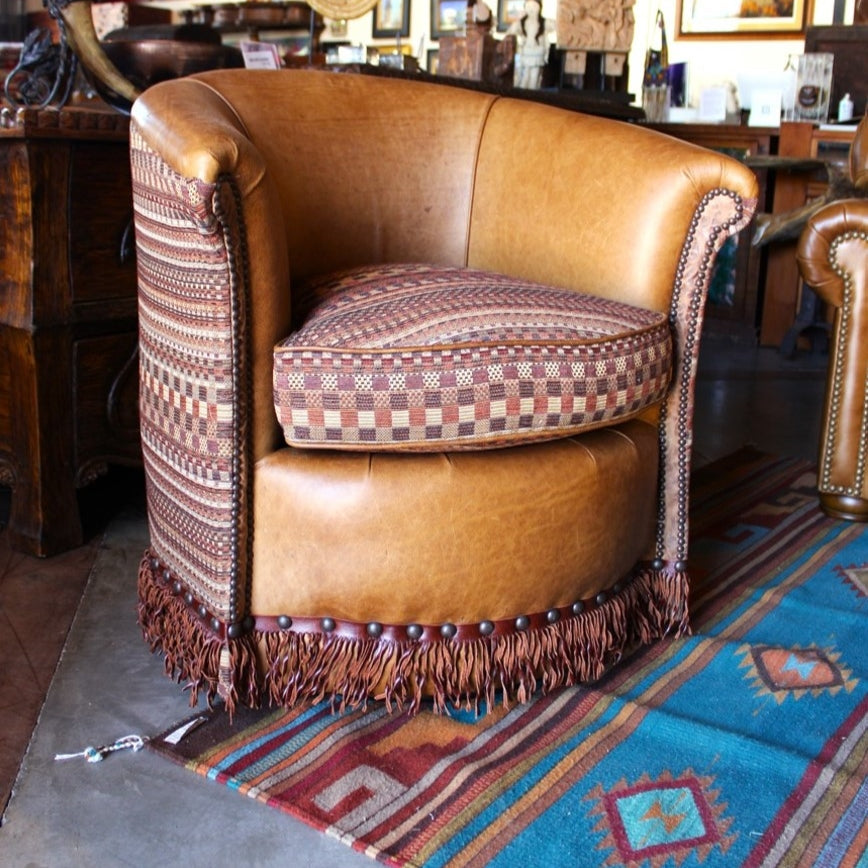 King Hickory - Made in the USA & built for comfort with custom leather and fabric by Dara