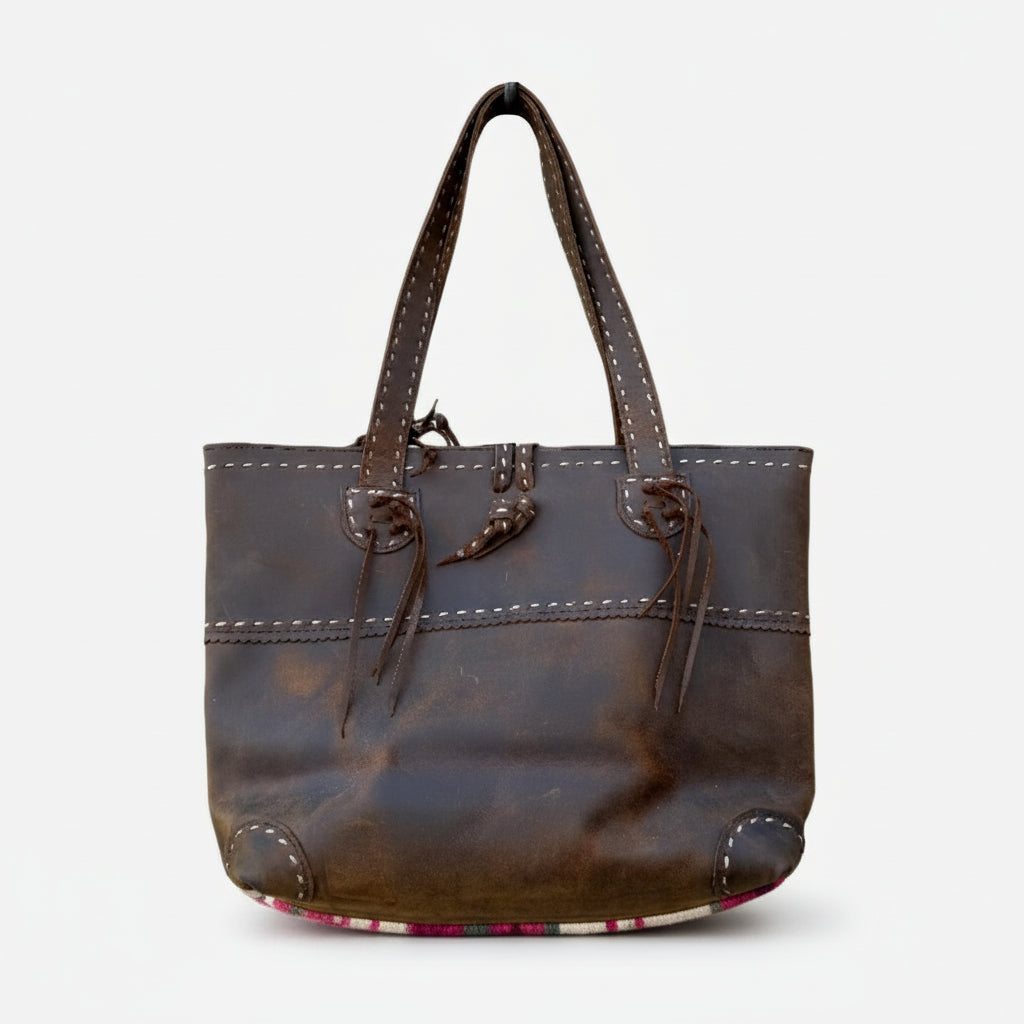 Brown leather handbag