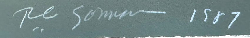 Handwritten signature R.C. Gorman and date 1987 on a textured surface