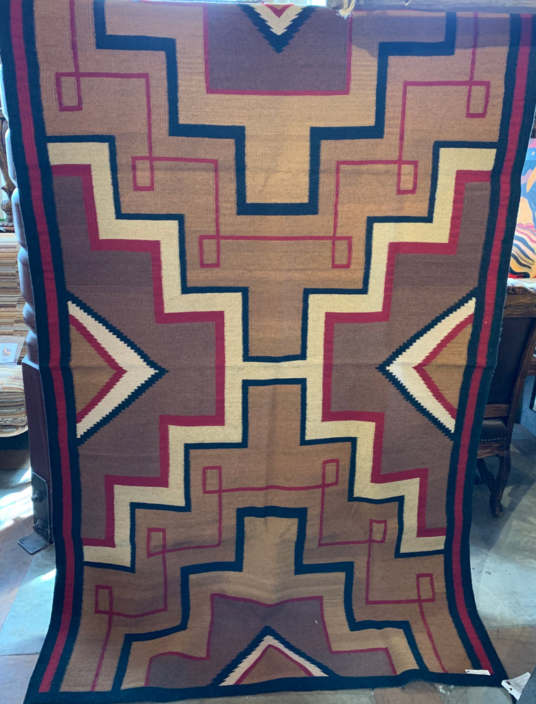 Petit Tapis Ancien Navajo Tissé Main Pendleton Laine 31x35cm
