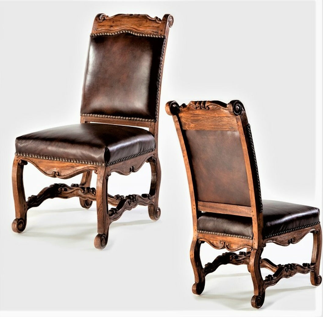 Jason Scott Dining Chair with Leather & Brass Studs
