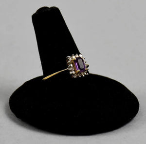 14K Gold Ring with Amethyst and Diamonds