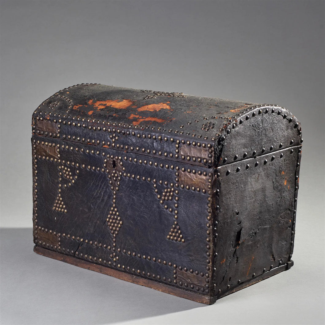 18th Century Leather Bound Dome-Top Trunk