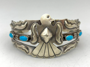 Navajo Thunderbird Sterling Silver Cuff Bracelet