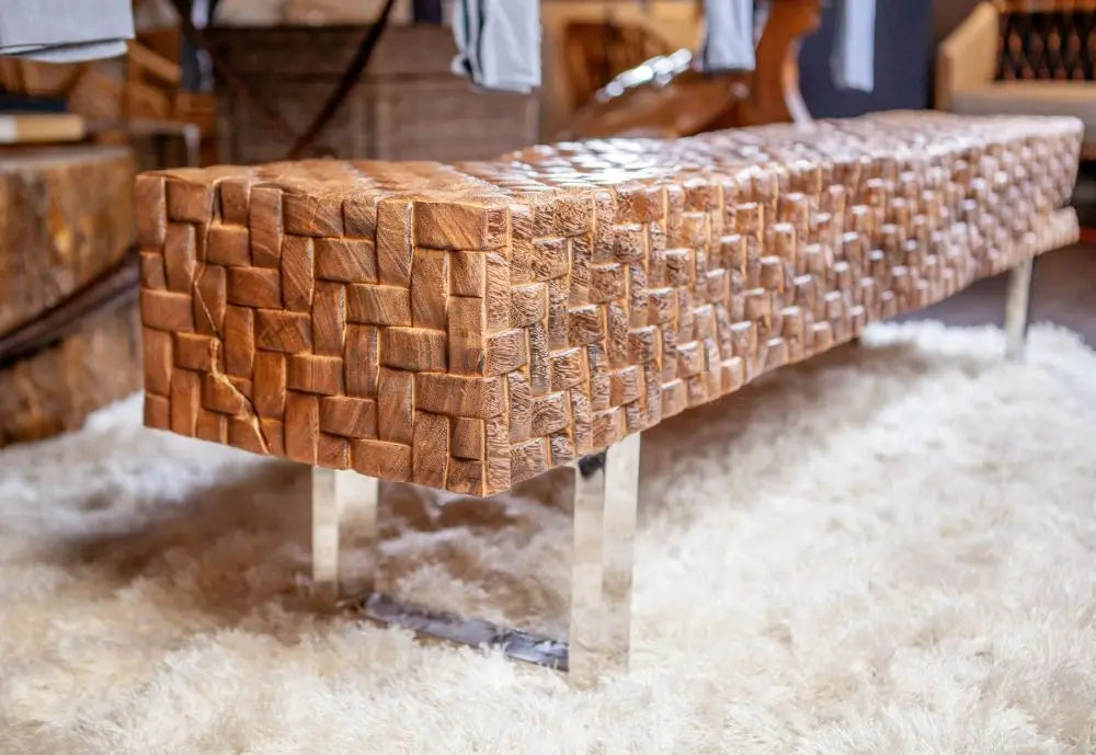 Woven Wood Bench