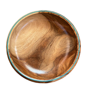 Rosewood Bowl with Kingman Turquoise Inlay