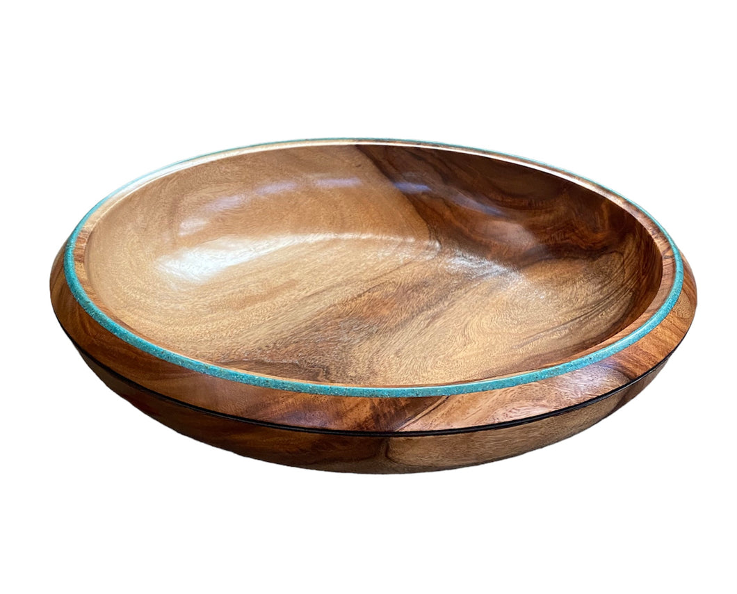Rosewood Bowl with Kingman Turquoise Inlay