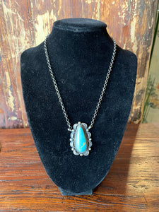 Silver and Turquoise Necklace by Juanita Long