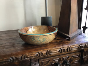 Bowl with many dots of inlay turquoise