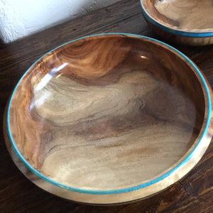 Woden bowl with turquoise