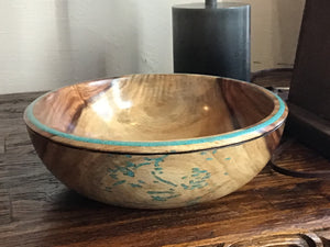 Bowl with many dots of inlay turquoise