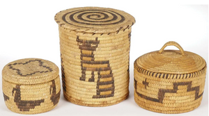 PAPAGO WOVEN COVERED JARS
