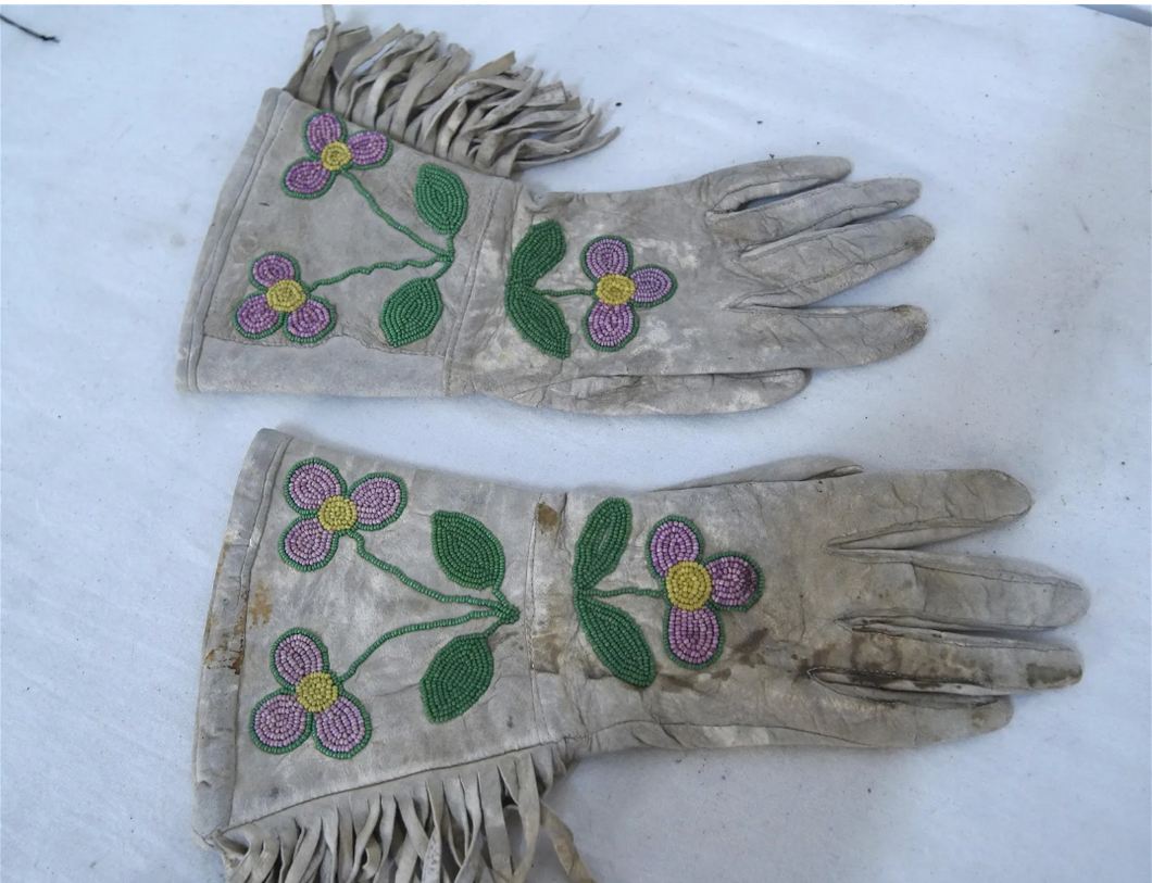 Native American Beaded Gauntlet Gloves